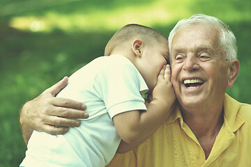 Image showing happy grandfather and child in park