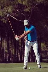 Image showing golf player hitting shot