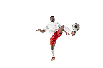 Image showing Professional african football soccer player isolated on white background