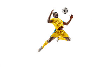 Image showing Professional african football soccer player isolated on white background