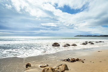 Image showing boulders at the beach of Moeraki New Zealand