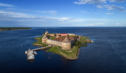 Image showing Aerial view on fortress Oreshek in Neva