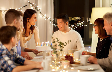 Image showing happy family having birthday party at home