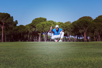 Image showing golf player aiming perfect  shot