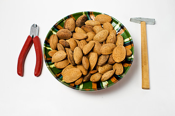 Image showing plate with almond seeds