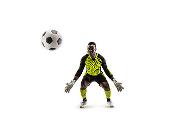 Image showing Goalkeeper ready to save on white background