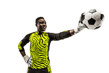 Image showing one african soccer player goalkeeper