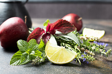 Image showing teapot and herb