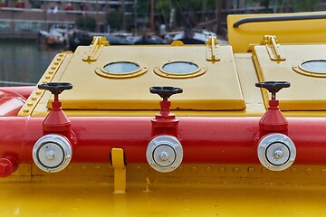 Image showing Fire fighting equipment on a ship