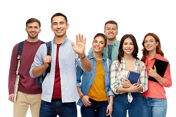 Image showing group of students with books and school bags