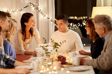 Image showing happy family having birthday party at home