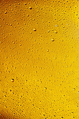 Image showing Close up view of cold drops on the glass of beer