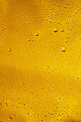 Image showing Close up view of cold drops on the glass of beer