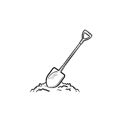 Image showing Mining shovel in rock hand drawn outline doodle icon