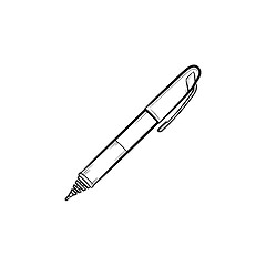 Image showing Handwriting pen hand drawn outline doodle icon.