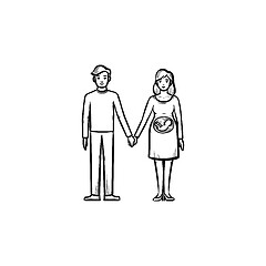 Image showing Family couple expecting a baby hand drawn outline doodle icon.