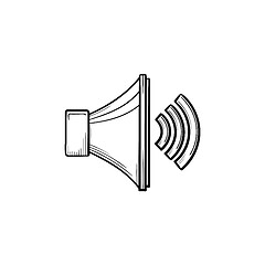 Image showing Volume control hand drawn outline doodle icon.