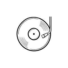 Image showing Phonograph and turntable hand drawn outline doodle icon.