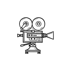 Image showing Video camera hand drawn outline doodle icon.