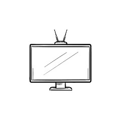 Image showing TV set hand drawn outline doodle icon.