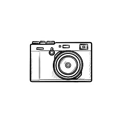 Image showing Simple camera hand drawn outline doodle icon.