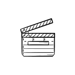 Image showing Movie clapboard hand drawn outline doodle icon.