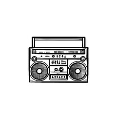 Image showing Tape recorder with radio hand drawn outline doodle icon.