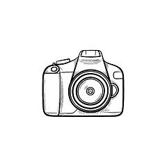 Image showing Camera hand drawn outline doodle icon.