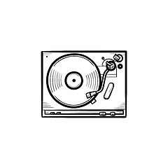 Image showing Turntable sound mixer hand drawn outline doodle icon.