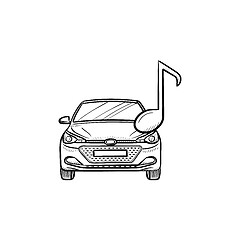 Image showing Car with a note hand drawn outline doodle icon.