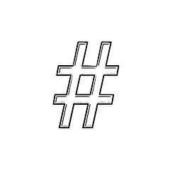 Image showing Hashtag hand drawn outline doodle icon.