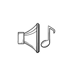 Image showing Music playing hand drawn outline doodle icon.