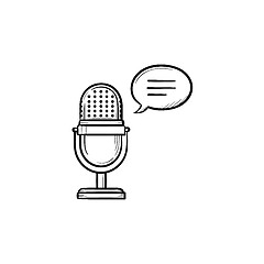 Image showing Radio microphone hand drawn outline doodle icon.