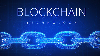 Image showing Polygonal blockchain futuristic hud banner.