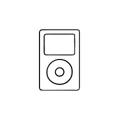 Image showing Mp3 player hand drawn outline doodle icon.