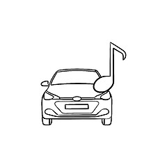 Image showing Car with a note hand drawn outline doodle icon.