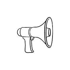 Image showing Megaphone hand drawn outline doodle icon.