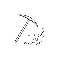 Image showing Pickaxe chisel hand drawn outline doodle icon.