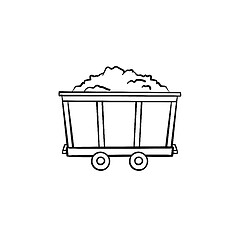 Image showing Mining trolley with coal hand drawn outline doodle icon.