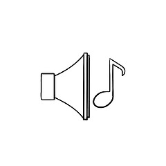 Image showing Music playing hand drawn outline doodle icon.