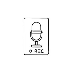 Image showing Record button hand drawn outline doodle icon.