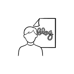 Image showing Online blog hand drawn outline doodle icon.