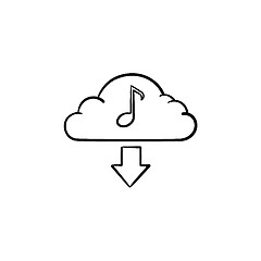 Image showing Cloud music concept hand drawn outline doodle icon.