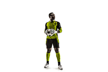 Image showing one african soccer player goalkeeper