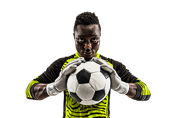 Image showing one african soccer player goalkeeper