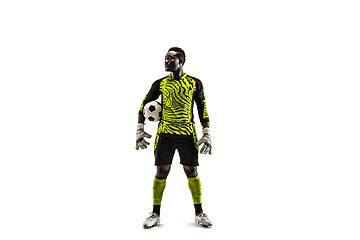 Image showing one african soccer player goalkeeper