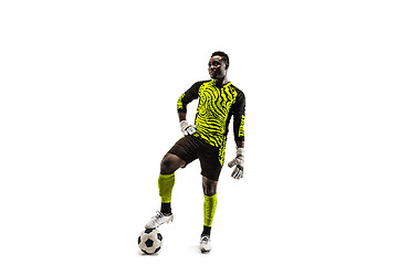 Image showing one african soccer player goalkeeper