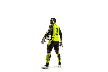 Image showing one african soccer player goalkeeper