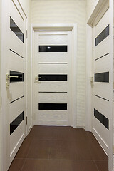 Image showing Three closed interior doors in the corridor