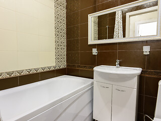 Image showing A fragment of the interior of a hotel room in the bathroom